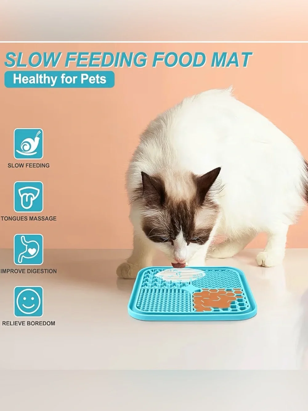 Lukito Silicone Pet Slow Feeder Licking Mat - Purple & Teal Cats Dogs